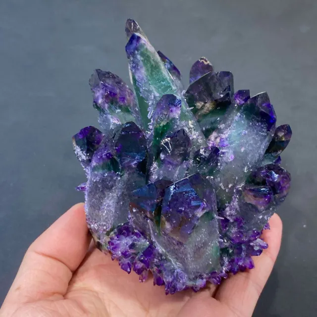 300g+New Find Purple green Quartz Crystal Cluster Mineral Specimen Healing 1pc