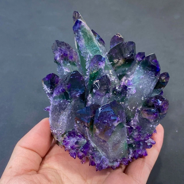 300g+New Find Purple green Quartz Crystal Cluster Mineral Specimen Healing 1pc