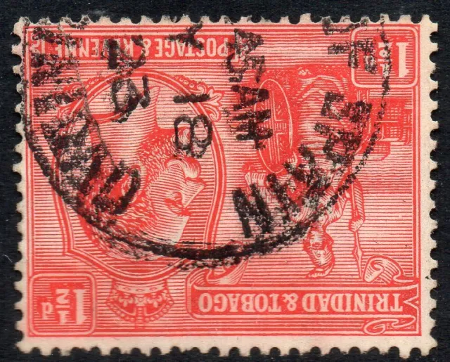 1922 Trinidad & Tobago Sg 220aw 1 ½ D Rose Vif Inversé Filigrane Grand (Déchiré)