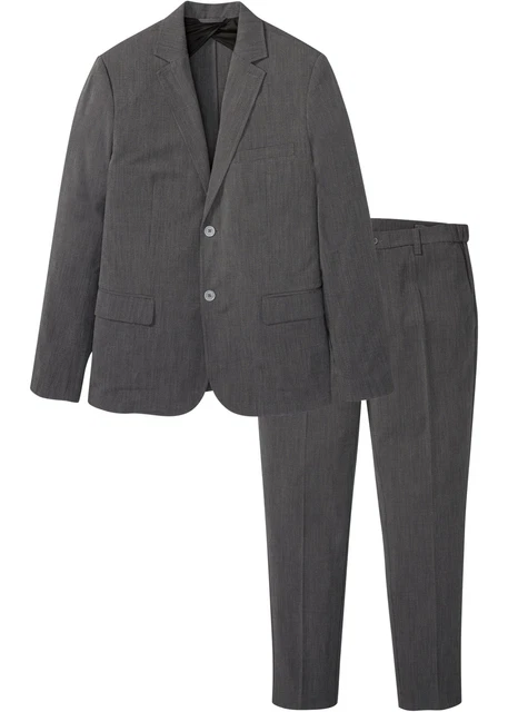 Set 2 pezzi abito uomo giacca e pantaloni slim fit taglia 62 antracite melangia nuovo