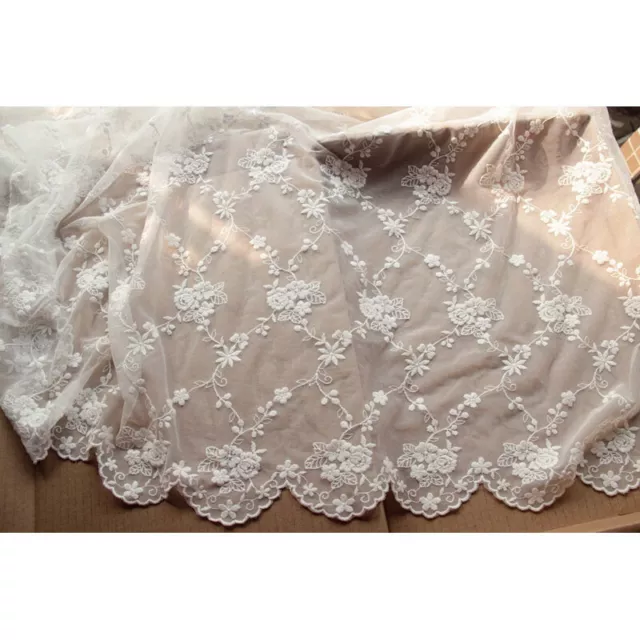 Embroidery Floral Mesh Lace Fabric DIY Costume Clothes Wedding Dress Curtain