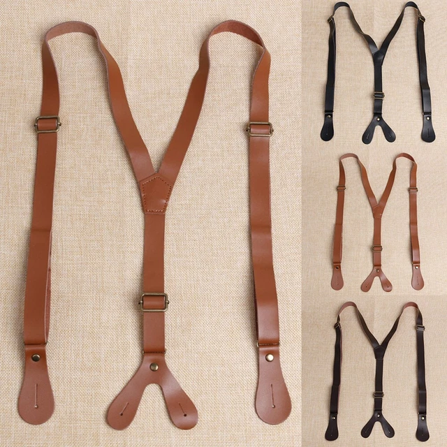 Clipon Sospensioni Vintage Y Back Cinture Regolabili In Pelle Per Uomo Lavoro