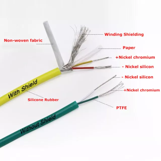 K-Type Thermocouple Compensation Cable 2*7*0.2mm Flexible Silicone Shielded Wire