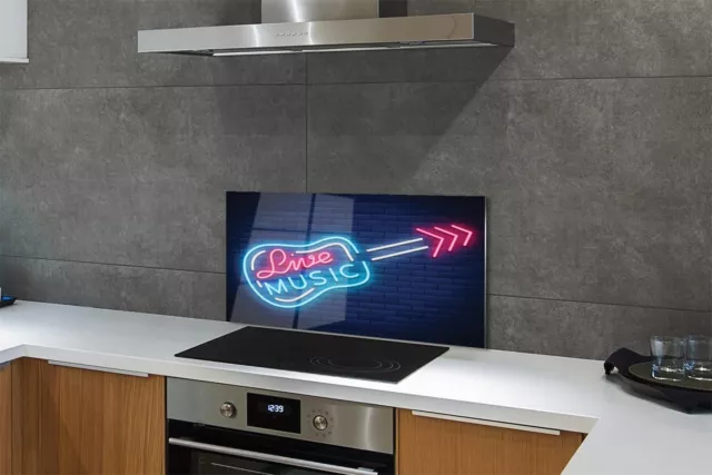 Tulup Küchenrückwand Spritzschutz aus Glas 100x50 Guitar neon sign