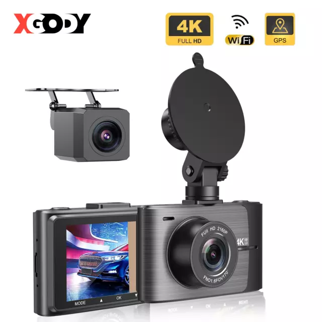 XGODY 3" HD 4K Dual Lens Auto PKW DVR Spiegel Dashcam Recorder Kamera GPS WIFI