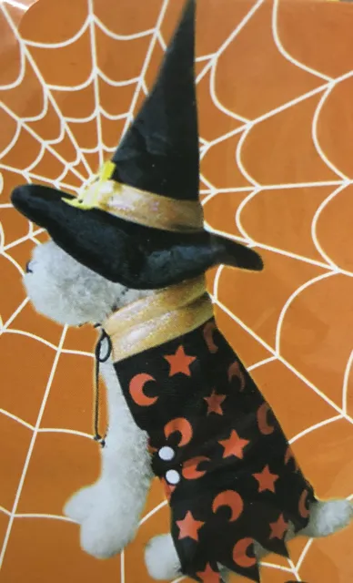 Perro Gato Mascota Mago Bruja Halloween Disfraz Con Capa Y Gorro Talla S Nuevo