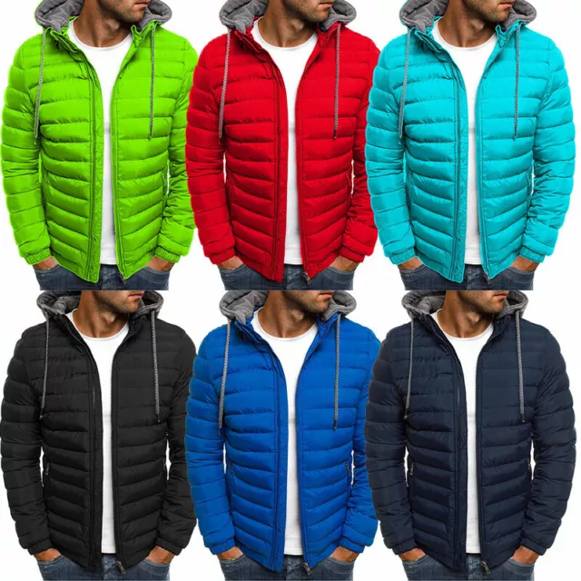 Mens Hoodie Bubble Coat Puffer Comfy Jackets Winter Warm Quilted Zip Up Outwear#