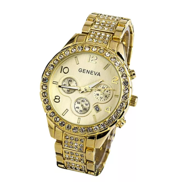 Geneva Women Fashion Luxury Crystal Analog Quartz Alloy Round Wrist watches 3