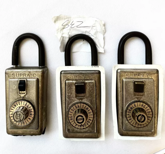 Lot3 Vintage Gold Key Storage Combination Lock Box Supra-C Series  3 Two W/combo