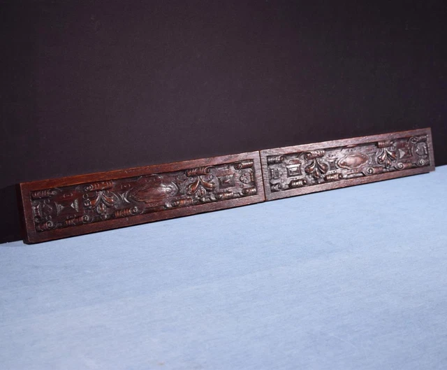 French Antique Hand Carved Architectural Drawer Fronts/Panels in Solid Oak Wood 3