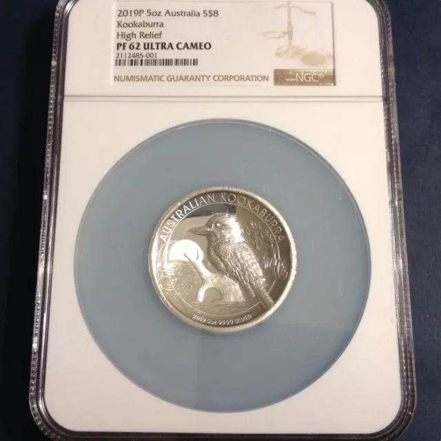 Australia 2019 P $8 Kookaburra 5 Oz High Relief PCGS 62 Ultra Cameo