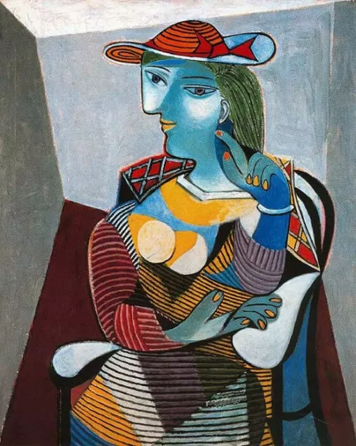 Seated Woman MARIE THERESE  Hand Painted Cubist Pablo Picasso Oil Painting Art