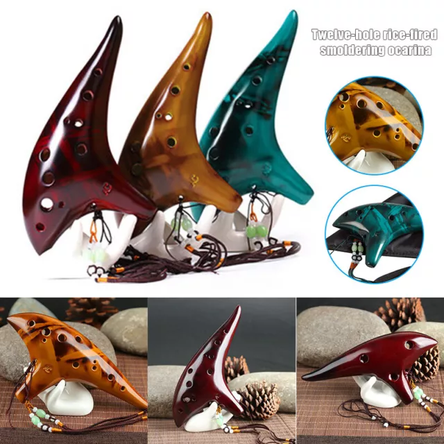 12 Holes Smoked Ocarina Submarine Musical Instruments Music Lover Beginner AU