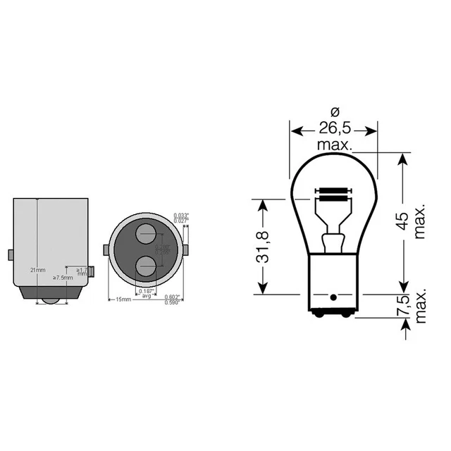 Riatec Scatola 10Pz lampadina Bilux Rossa12v 21/5W Bay15D
