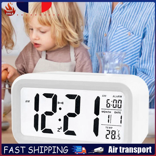 LED DIGITAL ALARM Clock Backlight Desktop Clock Battery Operated Snooze