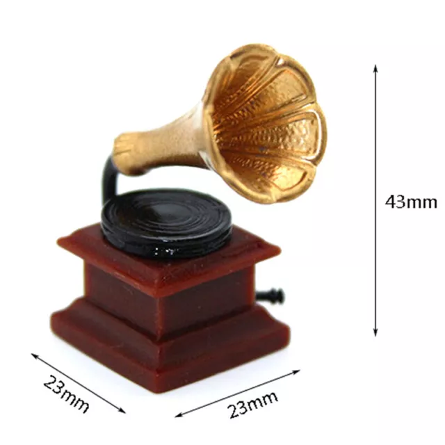1:12 Miniature retro phonograph dollhouse diy doll house decor accessories]