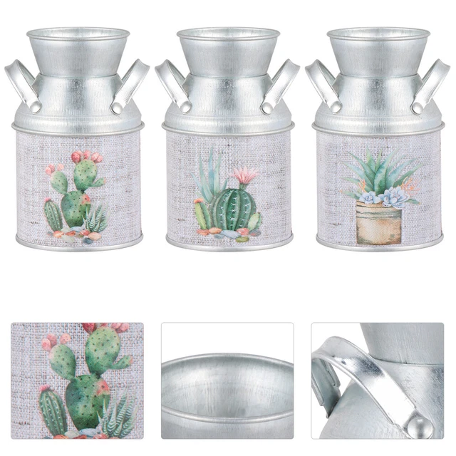 Dry Flowers Decoration Candy Gift Bucket Painted Iron Vase Flower Pot