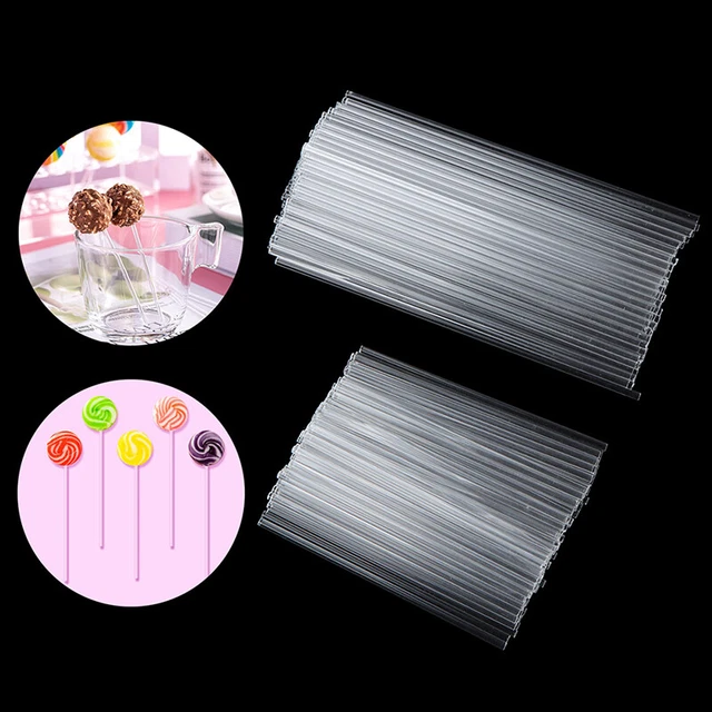100 palitos de acrílico transparentes reutilizables pastel palo para hacer piruleta*H7