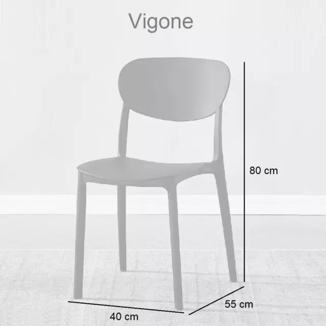 Silla de diseño negra, plástica, respaldo y asientos curvados – Vigone 2