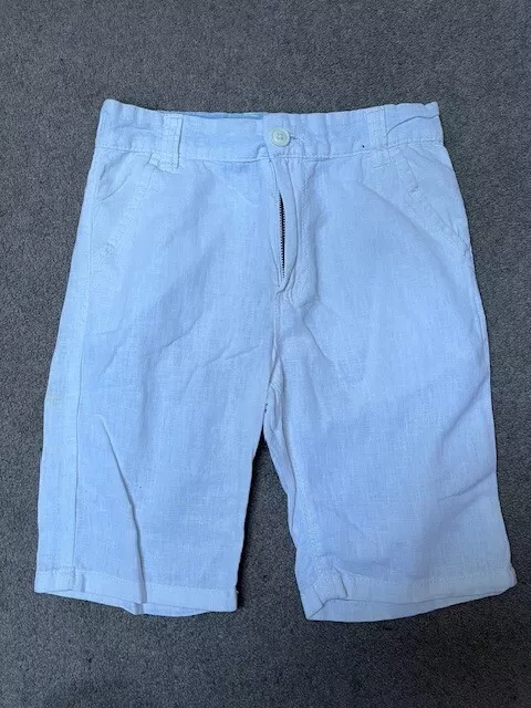 Next White Boys Linen/Cotton Shorts Good Used Condition Age 9