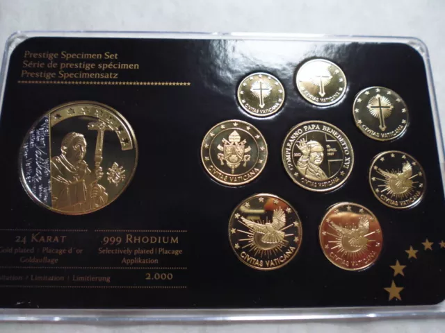 2 Euro - 1 Cent Vatikan 2012 Probe Benedikt XVI / 24K Gold & Rhodium Applikation