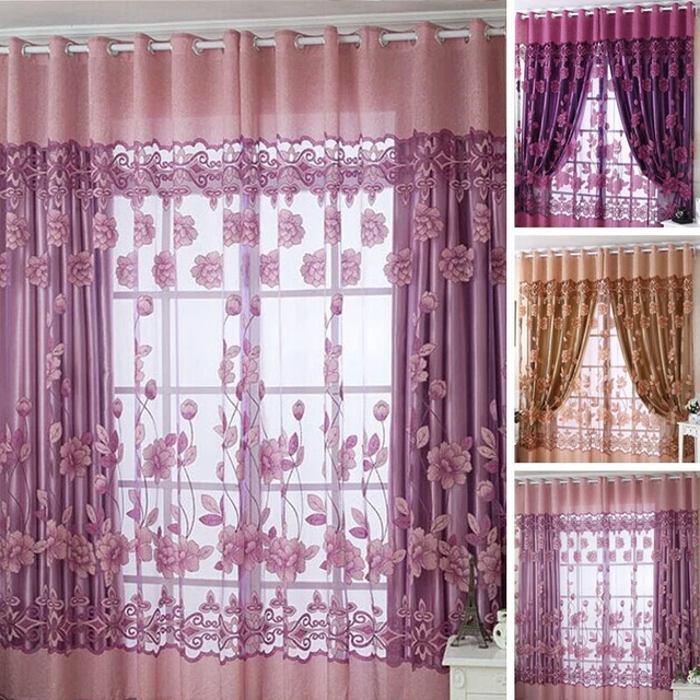 Tenda Casa 3 Colori Poliestere Straza Fiori Tulle Romantica Elegante