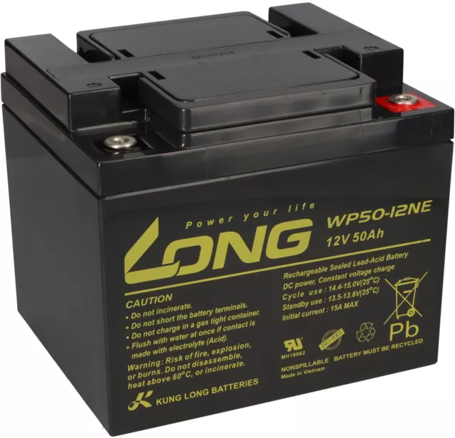 12V 50Ah LONG WP50-12NE Akku AGM kompatibel GEL Blei Batterie Bleiakku Bleigel