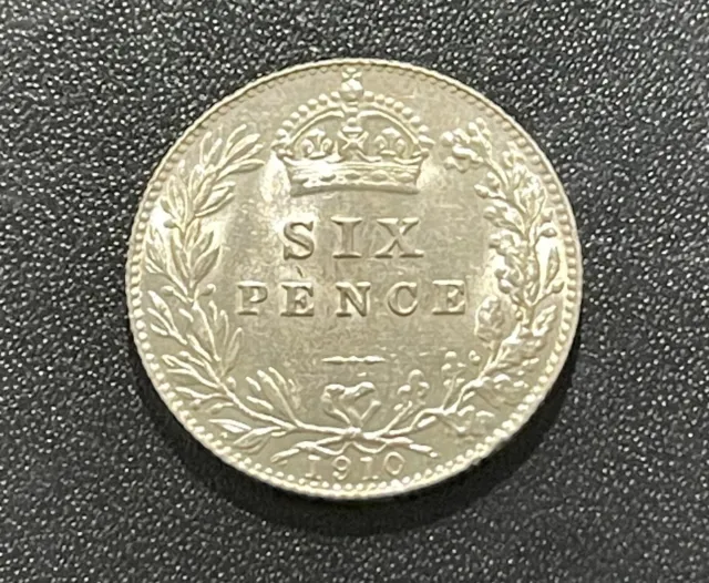 Great Britain 1910 6 Pence Silver Coin: Edward VII