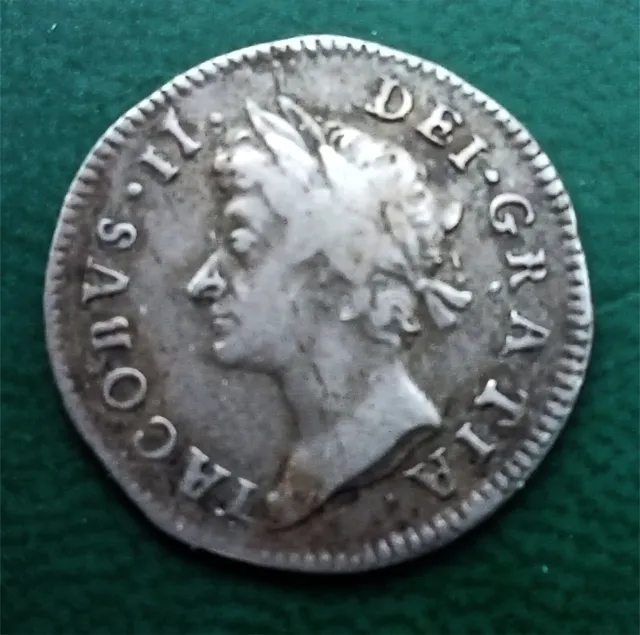 1687 Threepence - James Ii, British Silver Coin