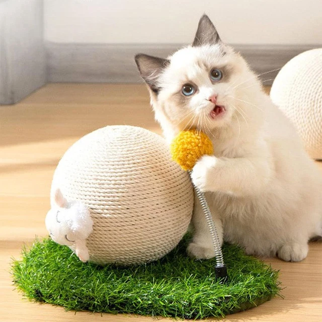 Sisal Cat Scratch Post Pet House Play Kitten Tree Tower Small Cats Mushroom Toys