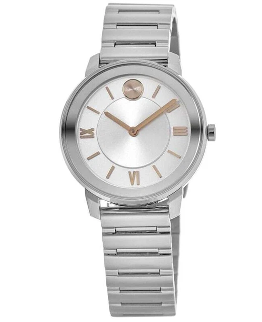 Nuovo Orologio da donna Movado Grassetto Quadrante Argento-Bianco 3600590