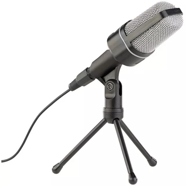 auvisio Profi-Kondensator-Studio-Mikrofon mit Stativ, 3,5-mm-Klinkenstecker