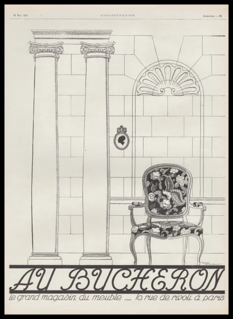 PUBLICITE  AU BUCHERON  signée RENE VINCENT  DESIGN  ART DECO   AD  1926 -1H