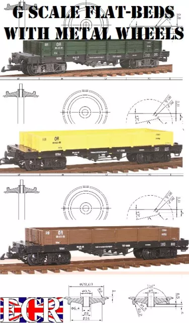 NEW METAL WHEELED GREEN G SCALE 45mm GAUGE RAILWAY FLAT BED TRUCK GARDEN FLATBED