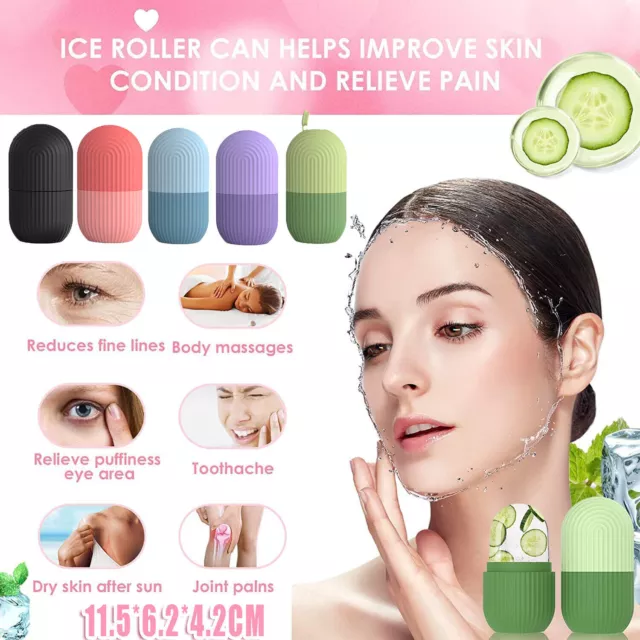 Ice Facial Cube Massager Ice Roller to Depuff Sculpt Face Pink Shrink Pores AU