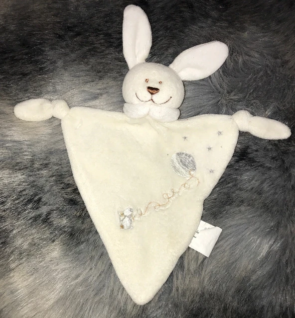 C #  DOUDOU LAPIN  plat Creapole Ecru blanc Triangle Broderie Ballon TBE !!