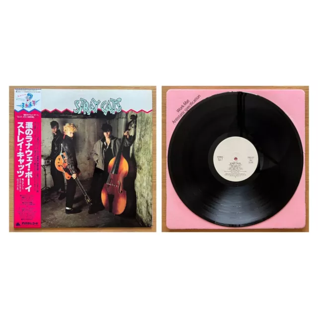 Stray Cats Japon White Label Promo Lp Avec Obi Brian Setzer 1981 Arista 25Rs-117