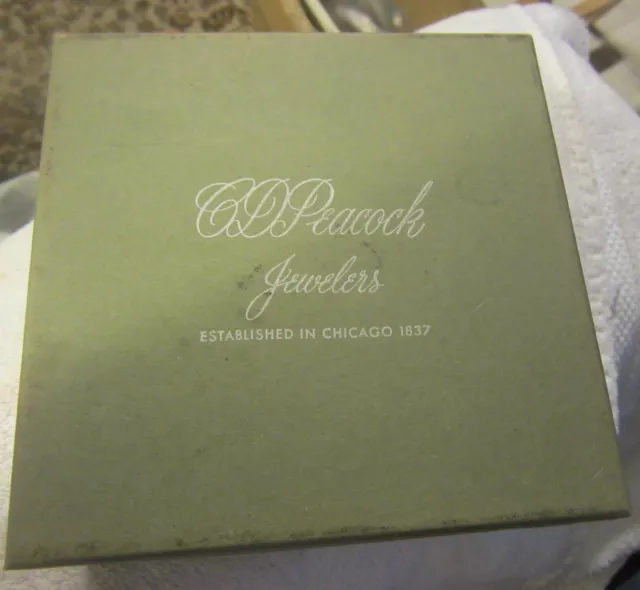 1 CD Peacock Chicago IL Jewelers  Jewelry cardboard Box ,5" X 5 X 2,VTG ad
