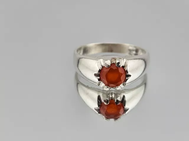 1.50 CARAT ROUND Cut NATURAL MEXICAN FIRE OPAL, Sterling Silver Ring ...