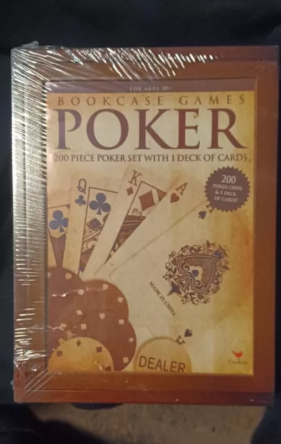 Poker Set In Wooden Case New in Box Bookcase Games