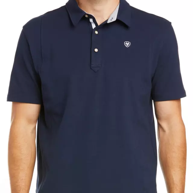 Ariat Men's Medal Short Sleeved Polo Shirt 10035315 Navy Extra Small