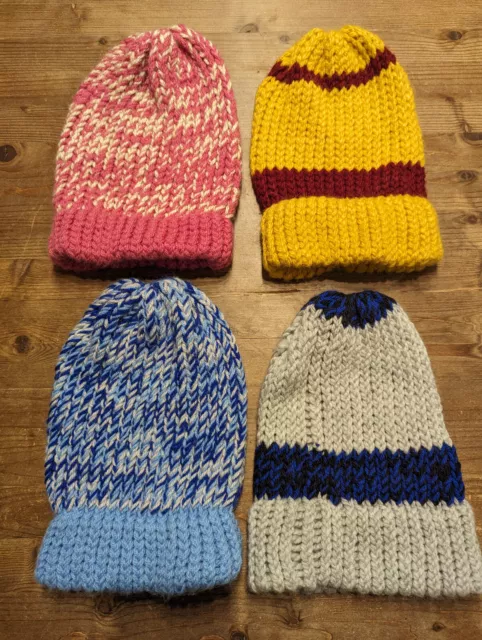 4 berretti di lana berretti a maglia bambini lavorati a maglia