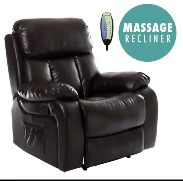 Chester Heated Leather Massage Recliner Chair Sofa Lounge Gaming Home Armchair