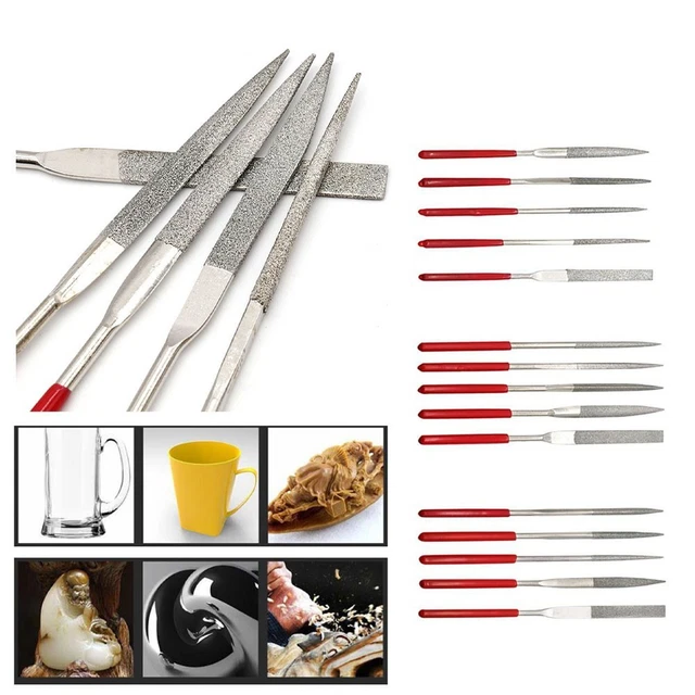FOR FINE FILING Polishing Needle Files Set for Stone Glass Ceramic 5pcs ...