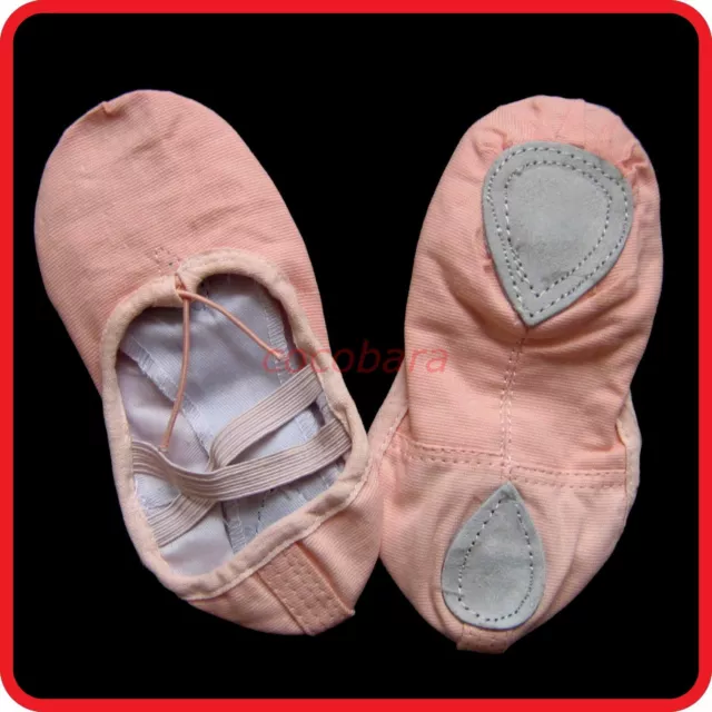 Childrens Girls Kids Ballet Shoes-Canvas-Split Sole-Size 7-13~Brand New