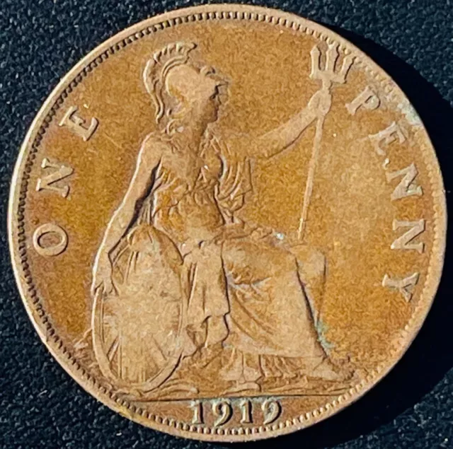 1919 Great Britain Coin 1 Cent One Penny KM# 74 Bronze Europe Coins World Money