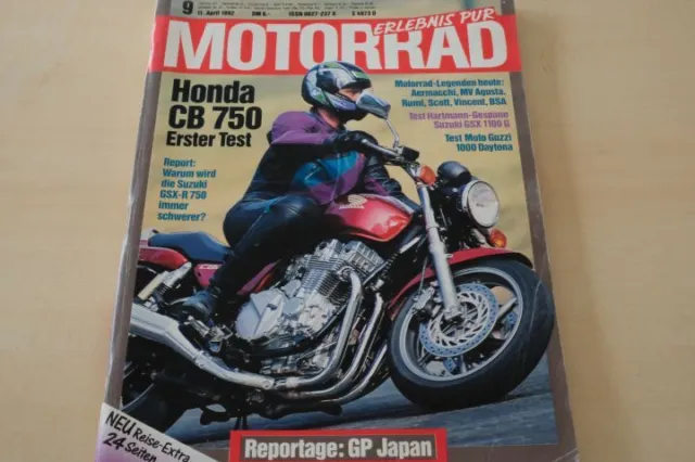 2) Motorrad 09/1992 - Honda CB 750 mit 74PS im TE - Suzuki GSX 1100 G-Gespann v