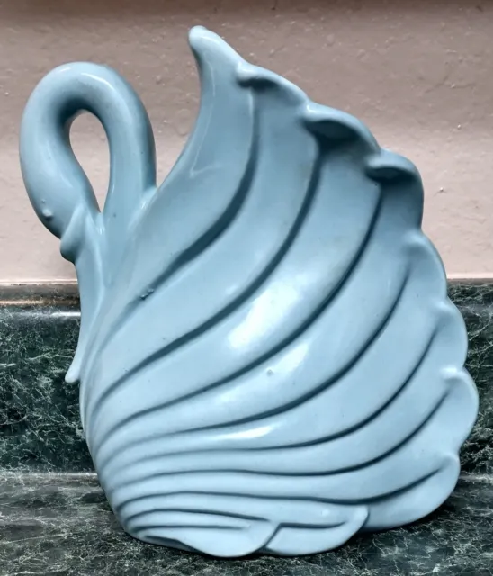 Vintage Haeger 7.5"  Swan Pottery Sculpture  Decor Planter Blue #3088
