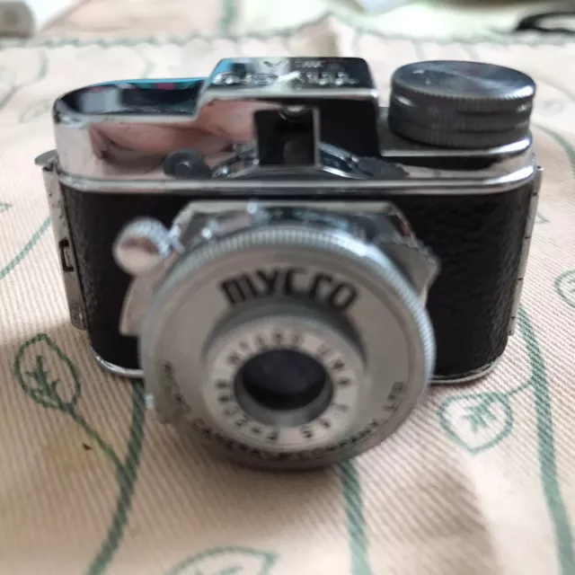 Cámara espía vintage con estuche de cuero para película subminatura Mycro IIIA