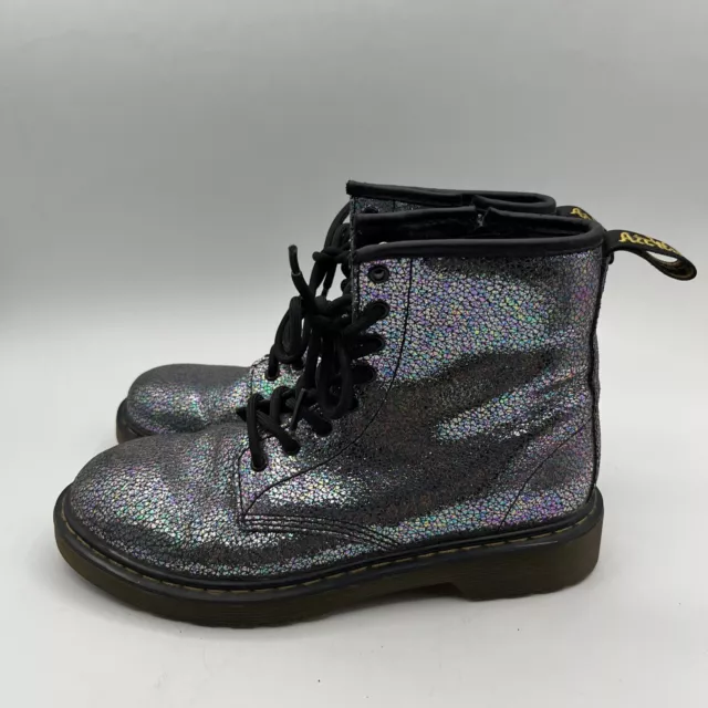 Dr. Martens Delaney Sparkly Combat Glitter Zip Lace Up Boots Kids Size US 4 EU36